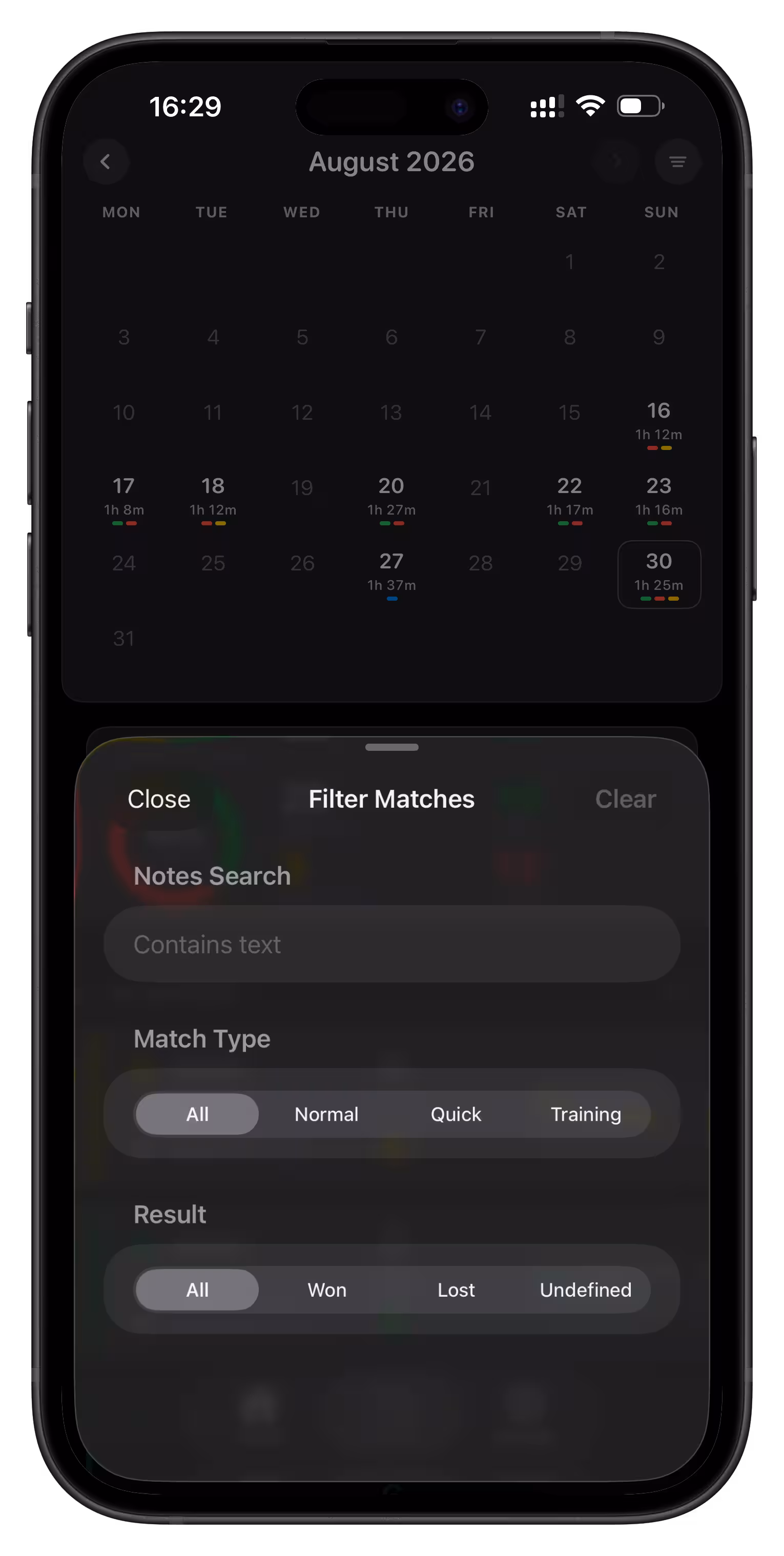 History Filter