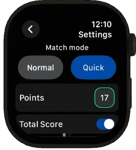 Settings screen